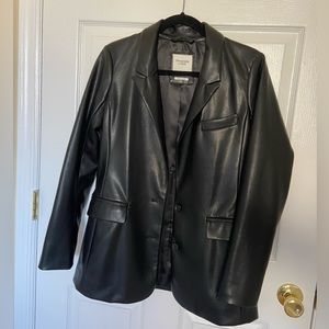 Abercrombie Vegan Leather Black Blazer Size Medium